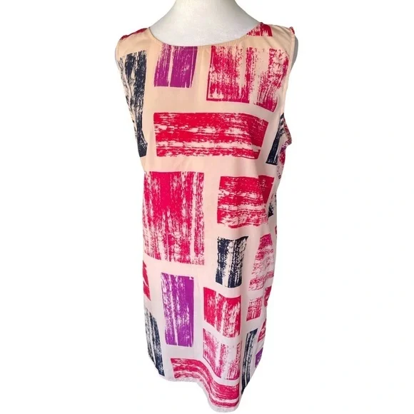 Nordstrom Halogen Midi Abstract Print Shift Dress Size Large - Picture 2 of 13